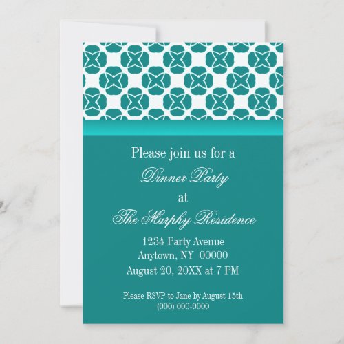 Classic Flair Dinner Party Invitation Teal Invitation