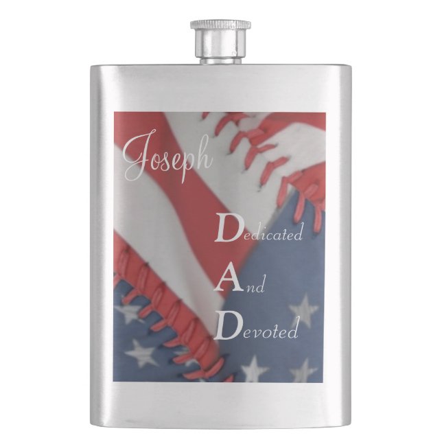 Classic Flask/DAD-Dedicated and Devoted Hip Flask (Front)