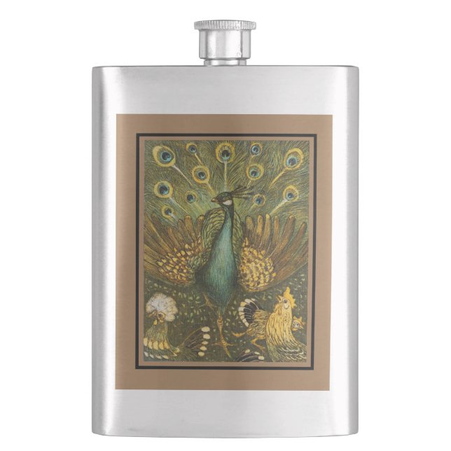 Classic Flask Pauw met kippen Theo Hoytema  (Front)