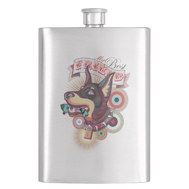 Classic Flask – Urban Loyalty Doberman Pop-Art  (Front)