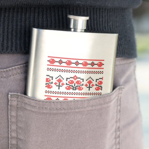Classic flask with a bright and colorful pattern