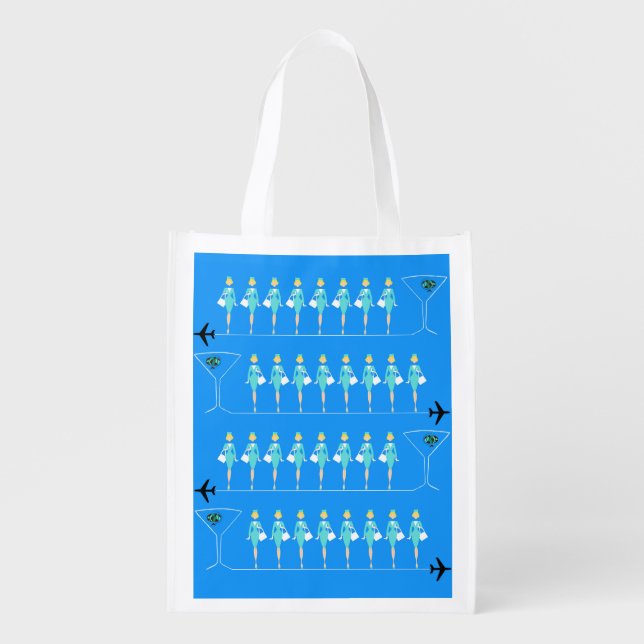 Classic Flight Attendant Reusable Grocery Bag (Front)