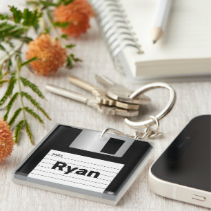 Classic Floppy Disk Personalized Computer     Keychain
