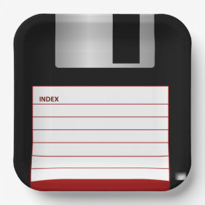 Classic Floppy Disk Red Computer Geek Paper Plates
