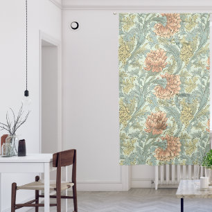 Classic floral artwork in pattern Pastel blue pink Sheer Curtains