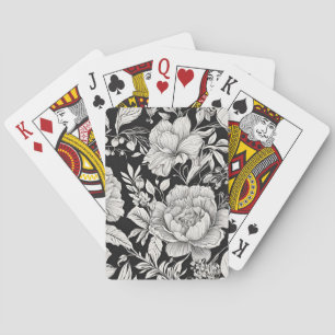 Classic Floral Black and White Vintage Poker Cards