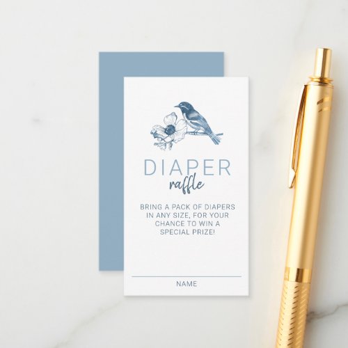 Classic Floral Blue Boy Baby Shower Diaper Raffle Enclosure Card