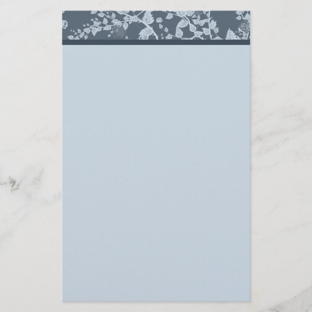 Classic Floral Blue Paper Stationery (Front)