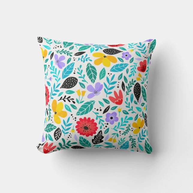 Classic Floral Borders Throw Pillow (Front)