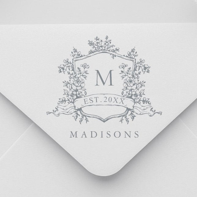 Classic Floral Crest Monogram Self-inking Stamp (Creator Uploaded)