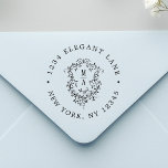 Classic Floral Crest Wedding Return Address Self-inking Stamp<br><div class="desc">For more advanced customization of this design,  please click the BLUE DESIGN TOOL BUTTON above!</div>