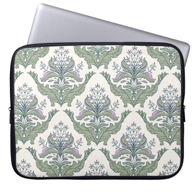 Classic floral damask seamless pattern laptop sleeve (Front)