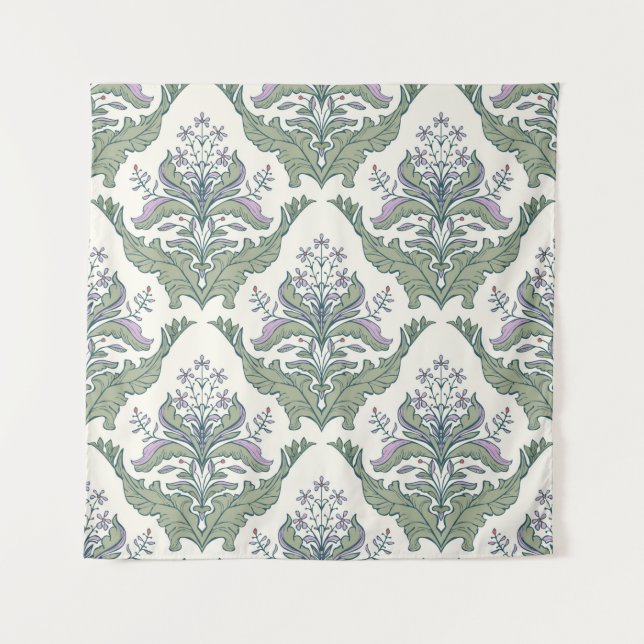 Classic floral damask seamless pattern tapestry (Front)