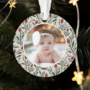 Classic Floral Frame Baby's First Christmas Ornament