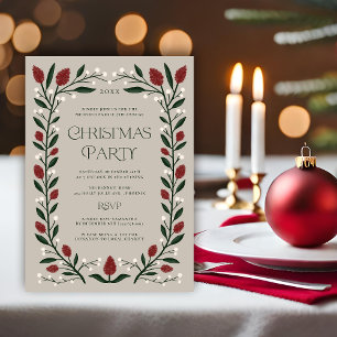 Classic Floral Frame Christmas Party Invitation