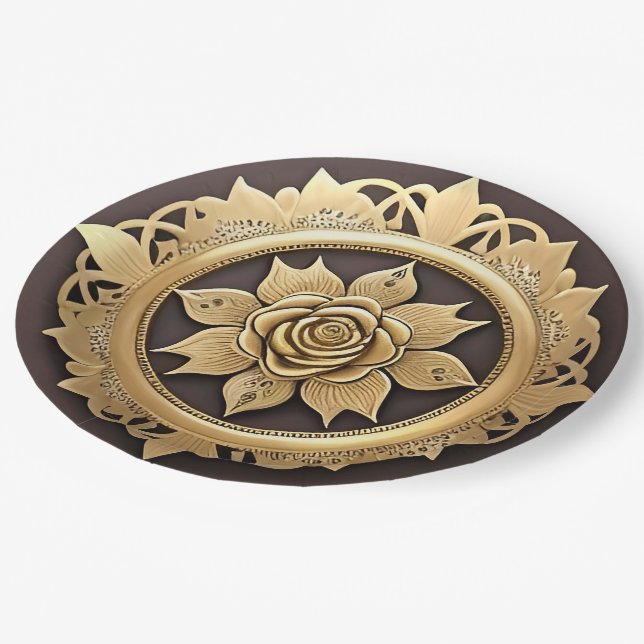 Classic Floral Frame for Romantic Occasions Paper Plates (Angled)
