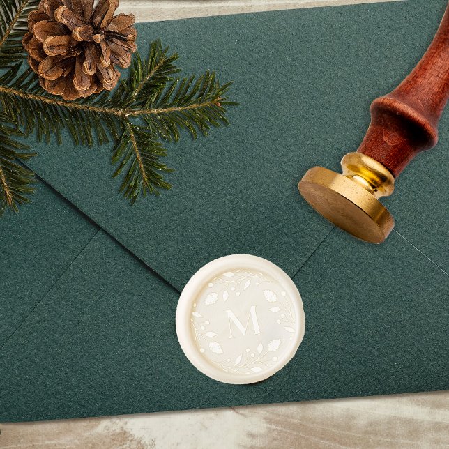 Classic Floral Frame Monogram Christmas Wax Seal Stamp (Creator Uploaded)