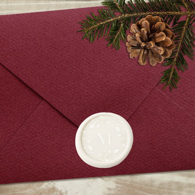 Classic Floral Frame Monogram Christmas Wax Seal Sticker (Creator Uploaded)