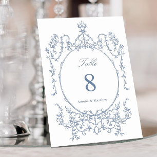 Classic Floral Garden Frame Dusty Blue Wedding Table Number
