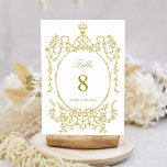 Classic Floral Garden Frame Gold Wedding Table Number
