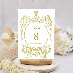 Classic Floral Garden Frame Gold Wedding Table Number