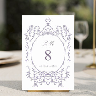 Classic Floral Garden Frame Lavender Wedding Table Number