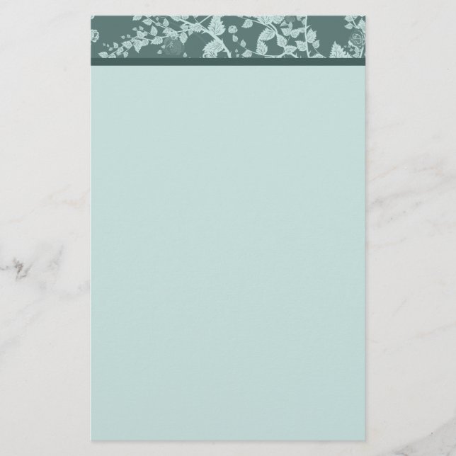 Classic Floral Green Paper Stationery (Front)