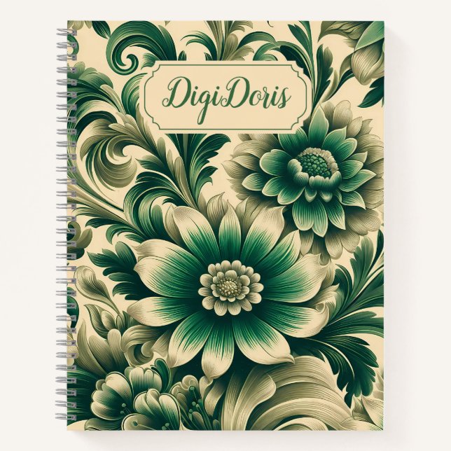 Classic Floral Hardcover Notebook with Custom Text (Front)