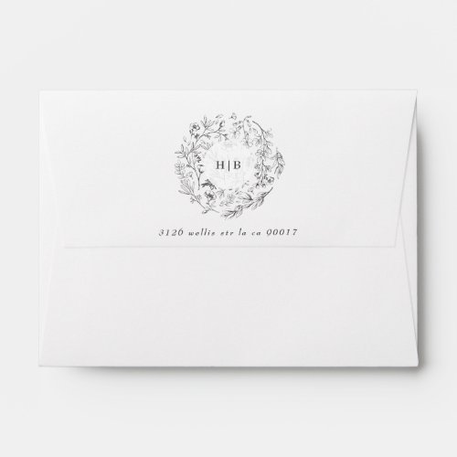 Classic Floral Monogram Wedding Invitation Envelope