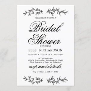 Classic floral ornament elegant bridal shower invitation