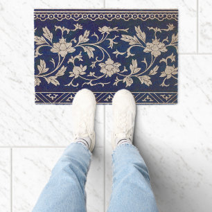 Classic Floral Ornament Print Fiber Doormat