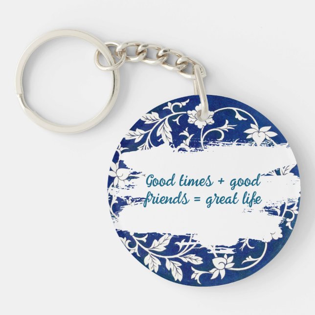 Classic Floral Ornament Print Keychain (Front)