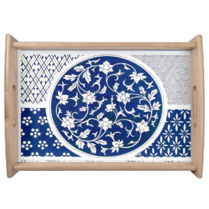Classic Floral Ornament Print Serving Tray