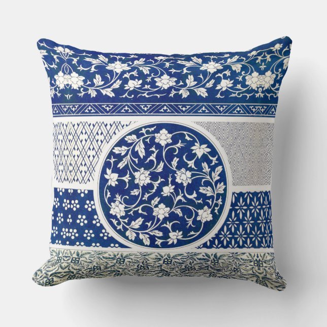 Classic Floral Ornament Print Throw Pillow (Front)