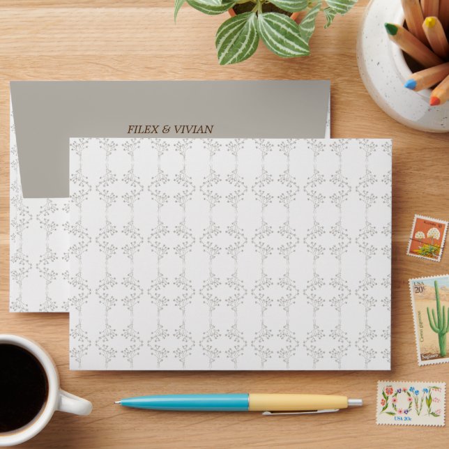 Classic Floral pattern wedding envelope (Desk)