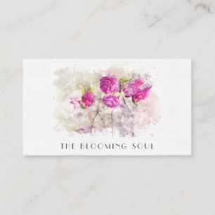 *~* Classic Floral Roses QR PHOTO AR26 Vintage Bus Business Card