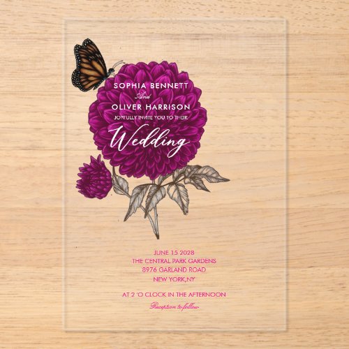 CLASSIC FLORAL  SIMPLE  ELEGENT WEDDING INVITE ACRYLIC INVITATIONS