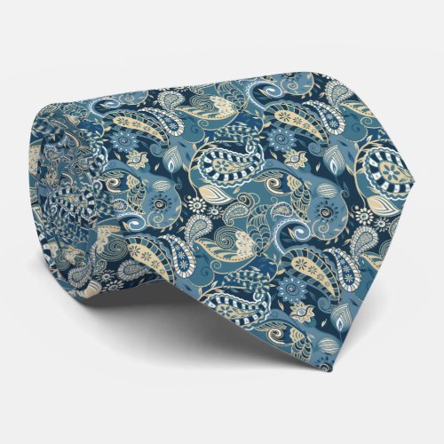 Classic Floral Slate Blue Paisley Neck Tie