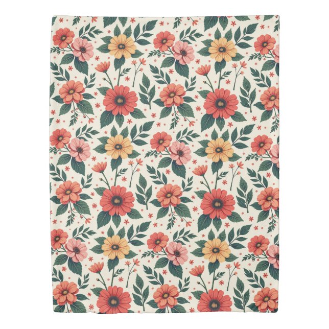 Classic Floral Symmetry Duvet Cover (Front)