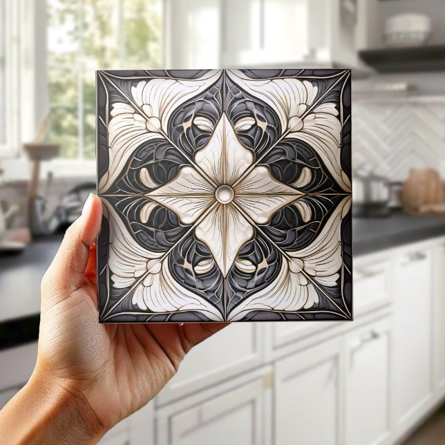 Classic Floral Tile Pat#11 Black Ivory Wht ID1078 (Creator Uploaded)