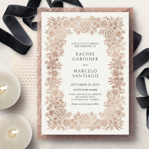 Classic Floral Vintage Wedding Foil Invitation
