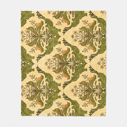 Classic floral wallpaper stylized damask fleece blanket