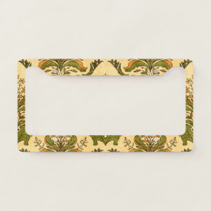 Classic floral wallpaper: stylized damask. license plate frame