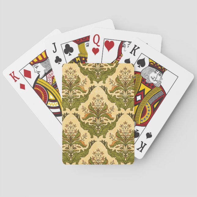 Classic floral wallpaper: stylized damask. poker cards (Back)