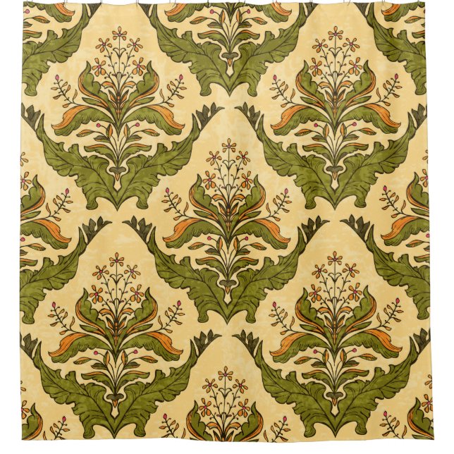 Classic floral wallpaper: stylized damask. shower curtain (Front)