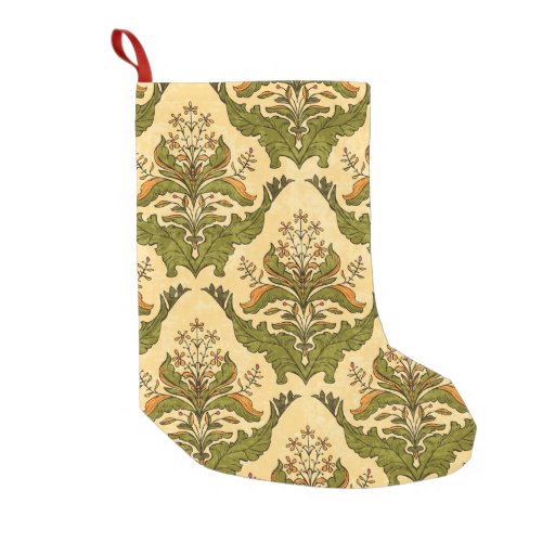 Classic floral wallpaper stylized damask small christmas stocking