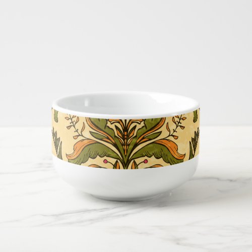 Classic floral wallpaper stylized damask soup mug