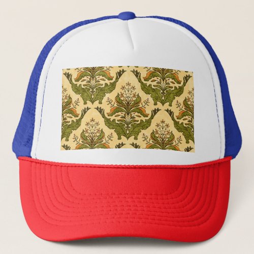 Classic floral wallpaper stylized damask trucker hat