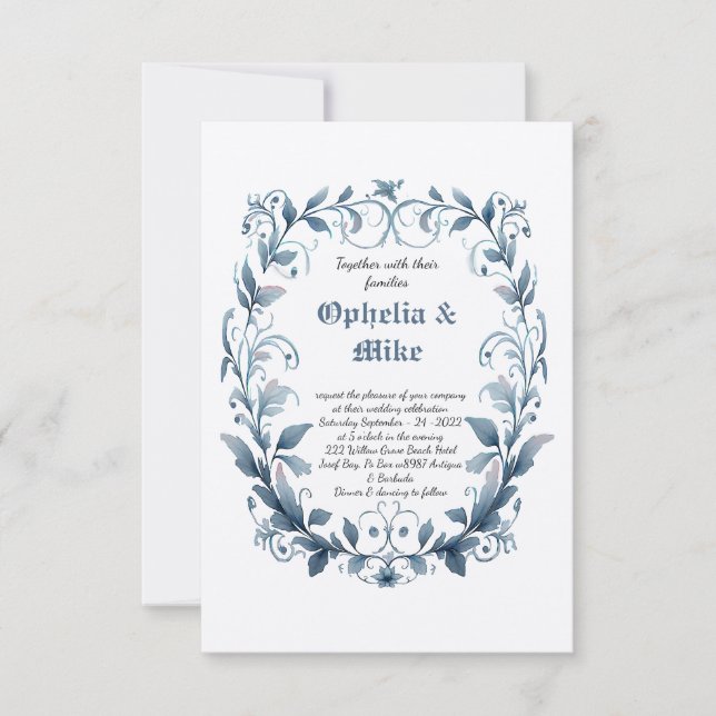 Classic Floral Watercolor wedding Invitation (Front)