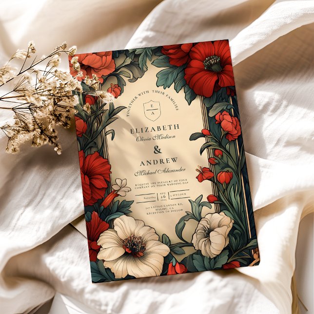 Classic Floral Wedding Art Nouveau Invitation (Creator Uploaded)